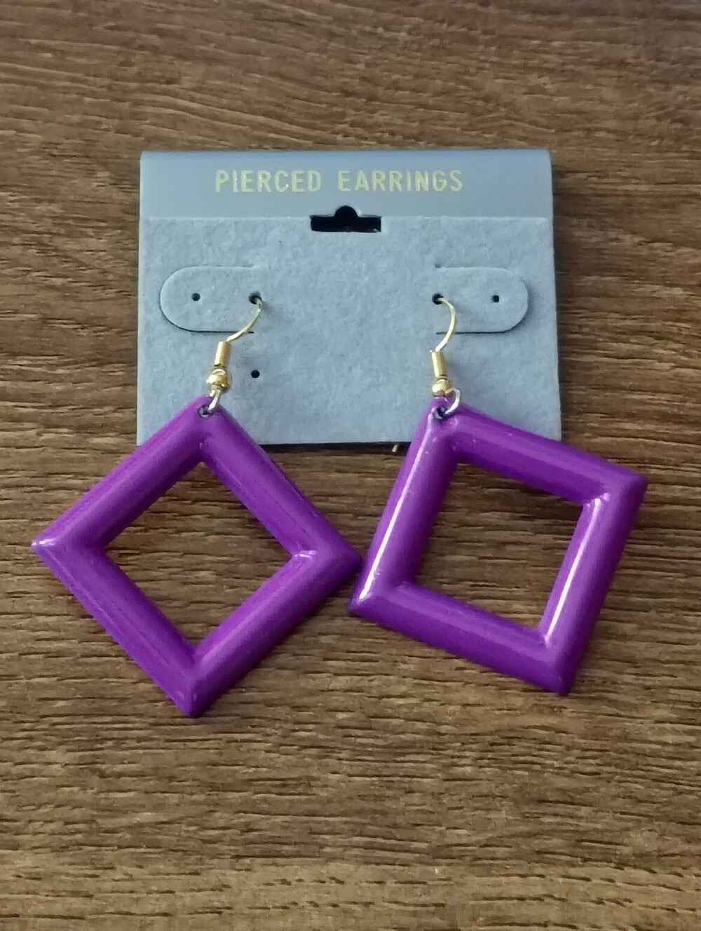 dangle earrings purple square shape fashion statement jewelry